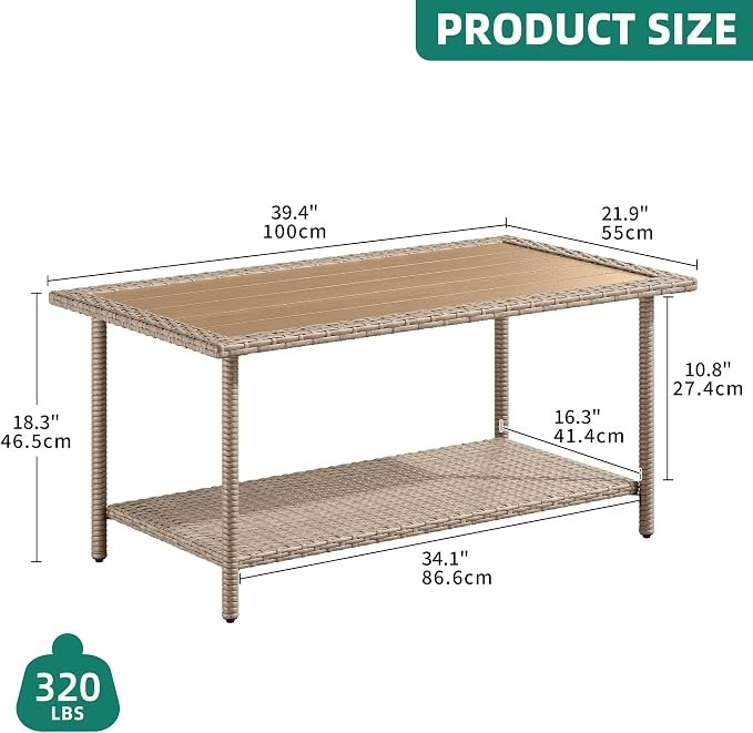 YITAHOME Outdoor Wicker Coffee Table - Image 6