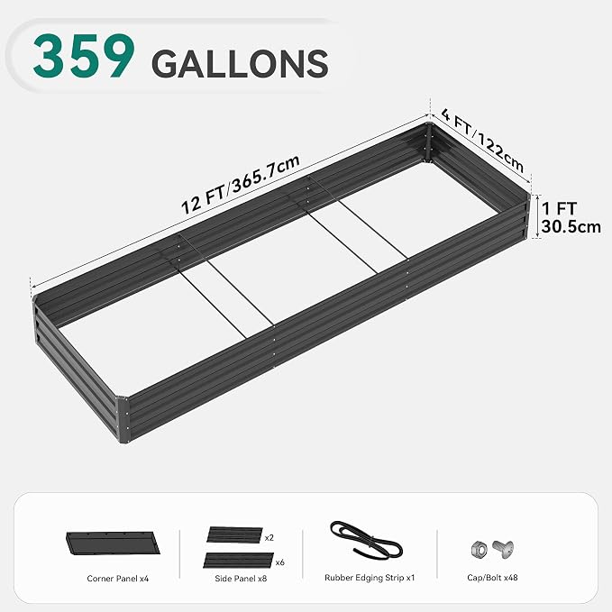 YITAHOME 144x48x12 in Galvanized Raised Garden Bed Kit, Large Metal Planter Box - Image 9
