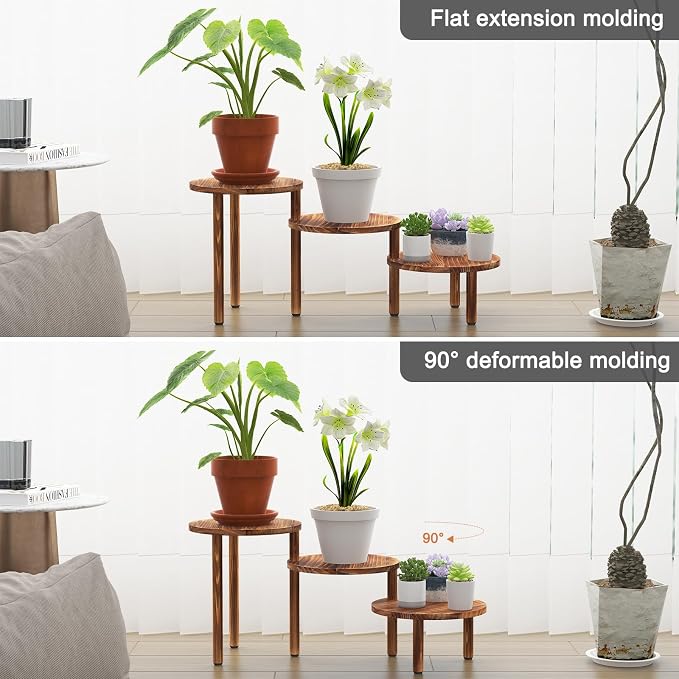 3 Tiers Plant Stand Indoor, Wood Plant Stands - Image 3