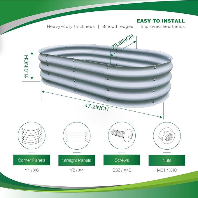 Gardmax Galvanized Raised Garden Bed, Lightweight Planter Boxes Outdoor - Image 4