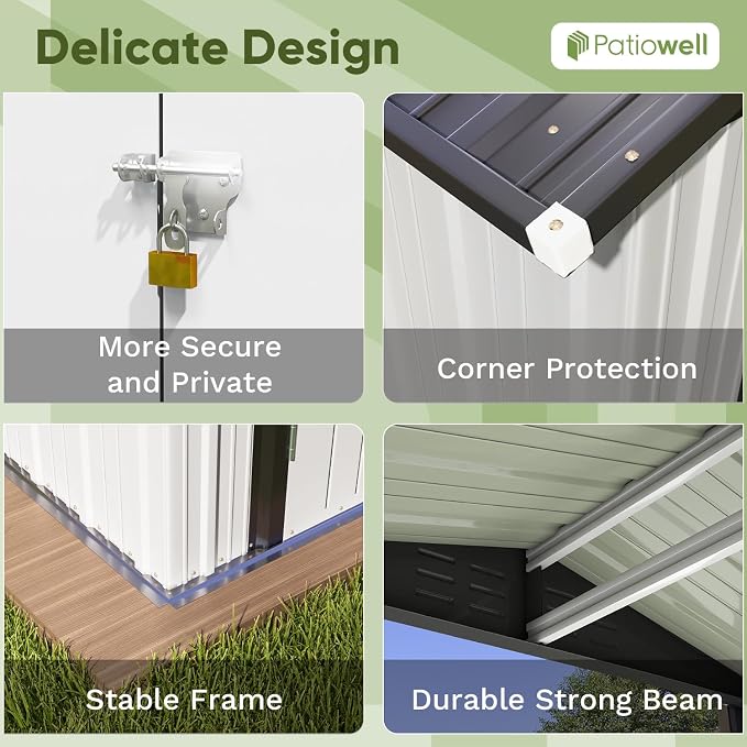 Patiowell 6x4 FT Outdoor Storage Shed, Garden Tool Storage Shed - Image 6