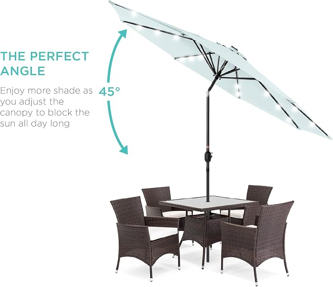 Best Choice Products 10ft Solar Polyester LED Lighted Patio Umbrella w/Tilt - Image 2
