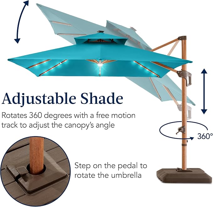 Best Choice Products 10ft Square Cantilever Patio Umbrella w/Base Included - Image 8