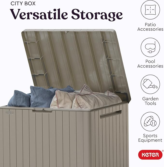 Keter City 30 Gallon Resin Outdoor Storage Box & Patio Side Table - Image 5