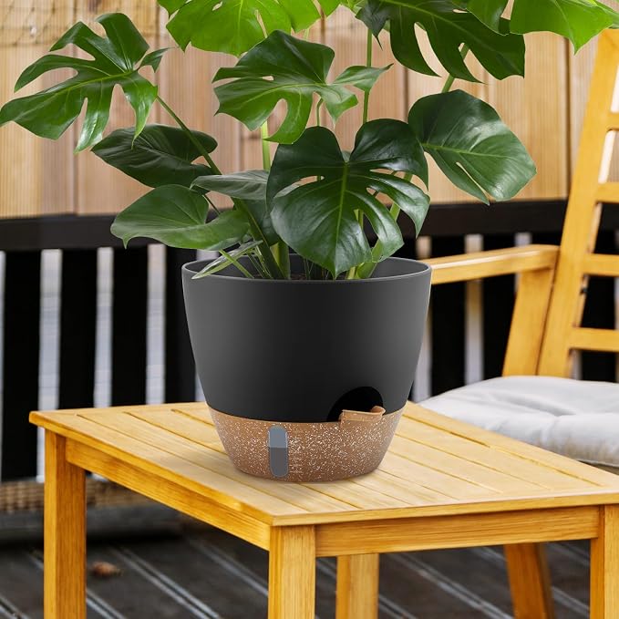 Self-Watering Plant Pots with Water Level Indicator, Drainage Holes & Saucers – - Image 4