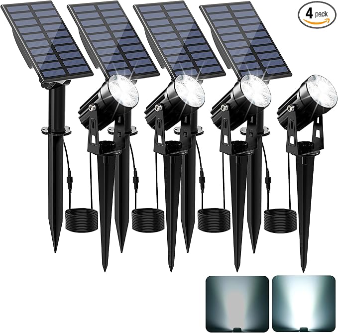Solar Spot Lights Outdoor, Solar Landscape Spotlights IP65 Waterproof 9.8ft by CREPOW