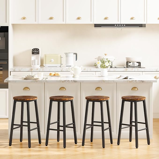 HOOBRO Bar Stools, Barstools Set of 4, Counter Height Barstools, 24.8" Bar - Image 4