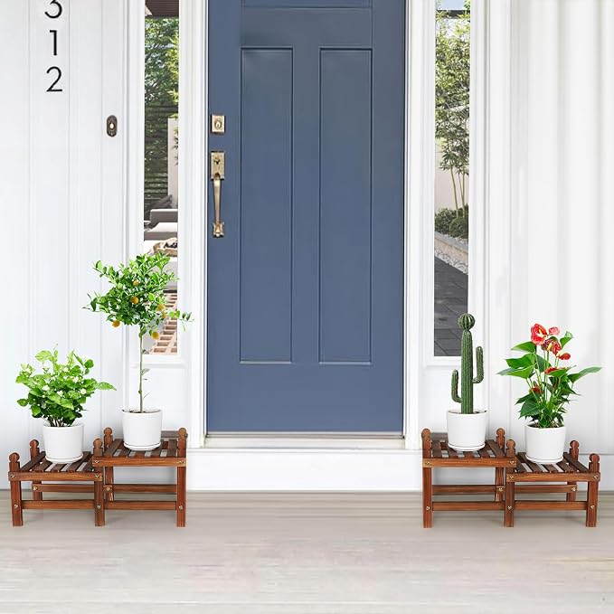 Wood Flower Stand Small Plant Stand Indoor Outdoor Plant Shelf Low Window Shelf - Image 2