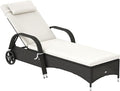 Outsunny Wicker Outdoor Chaise Lounge, 5-Level Adjustable Backrest PE Rattan by Outsunny