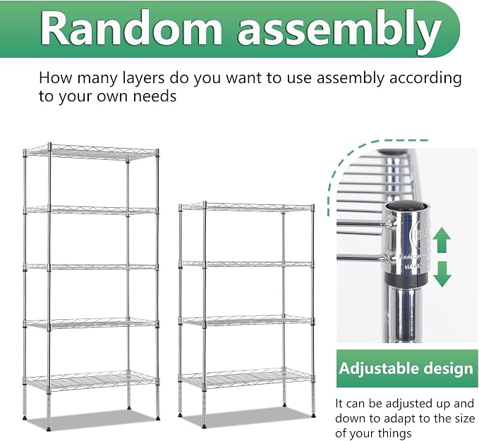 BestOffice | 5-Tier Wire Storage Shelves | 22x12x48 | Chrome | - Image 6