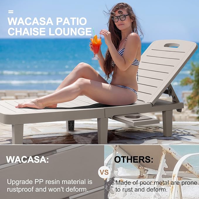 WACASA Outdoor Chaise Lounge Chairs Set of 2, Oversized Lounge Chairs - Image 5