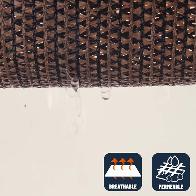SUNNY GUARD Custom Size 18'x18'x25.5' Brown Sun Shade Sail Right Triangle UV - Image 5