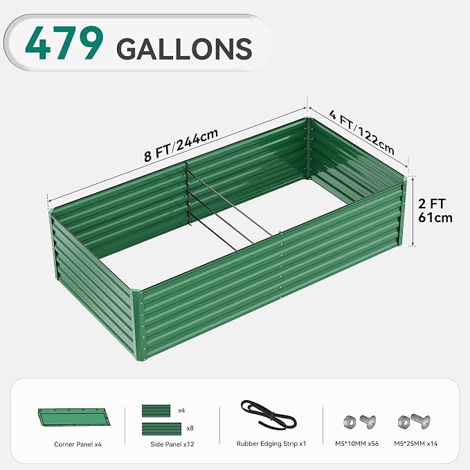 YITAHOME 96x48x24 in Galvanized Raised Garden Bed Kit, Large Metal Planter Box - Image 7