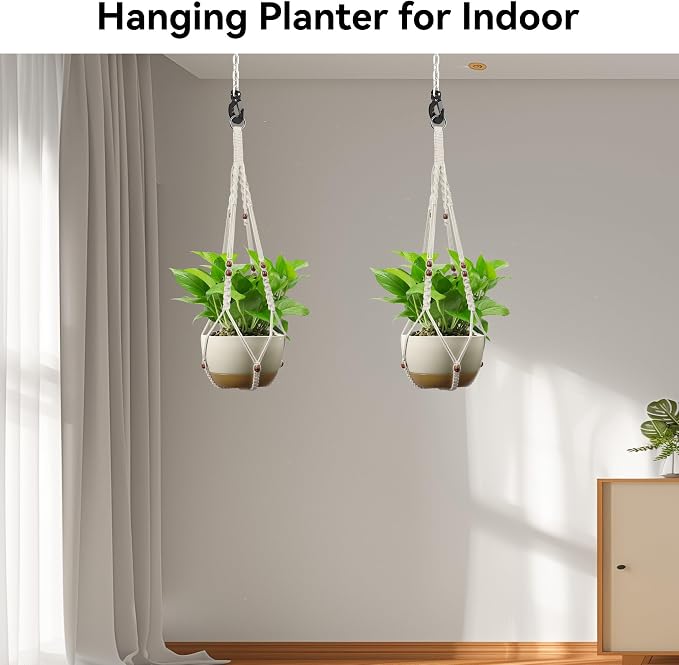 USLAI Macrame Plant Hanger Indoor Outdoor, Fits 4 to 15 Inch Pots, Strong - Image 4