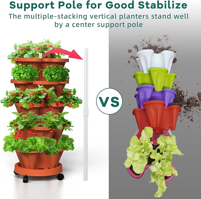 Strawberry Vertical Planters 2 Pack, 5 Tiered Stacking Tower Garden - Image 6