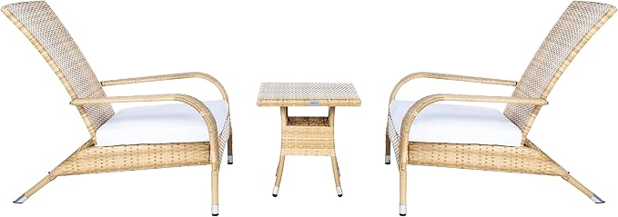 SAFAVIEH Outdoor Collection Edna Natural/White Cushion 3-Piece Lounge Set - Image 3