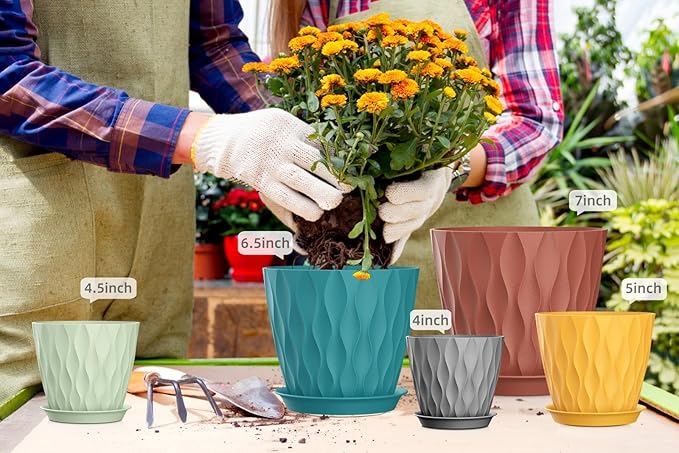 4/4.5/5/5.5/6/6.5/7 Inch Plant Pots, 7 Pack Flower Pots - Image 6