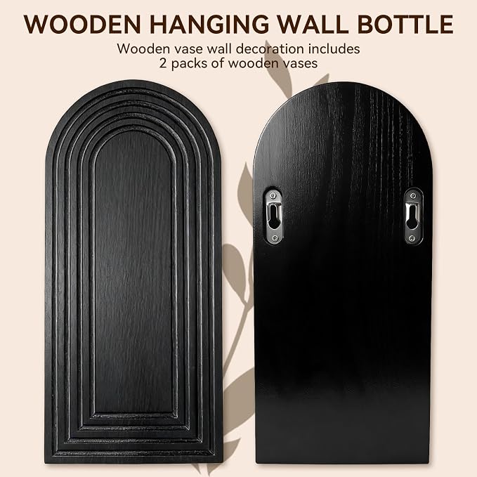 2 Pack Wooden Wall Vase Set, Boho Hanging Planter - Image 5