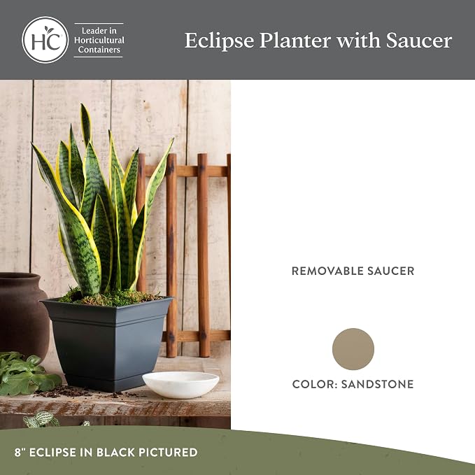 The HC Companies 8 Inch Eclipse Square Planter Pots - Image 2