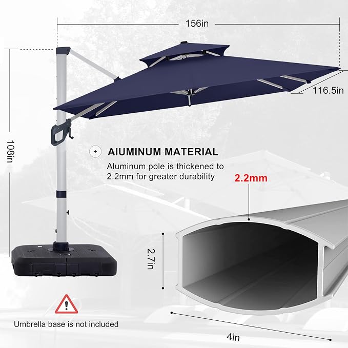 ABCCANOPY Patio Umbrella Cantilever Double Top Outdoor Offset Umbrella - Image 8