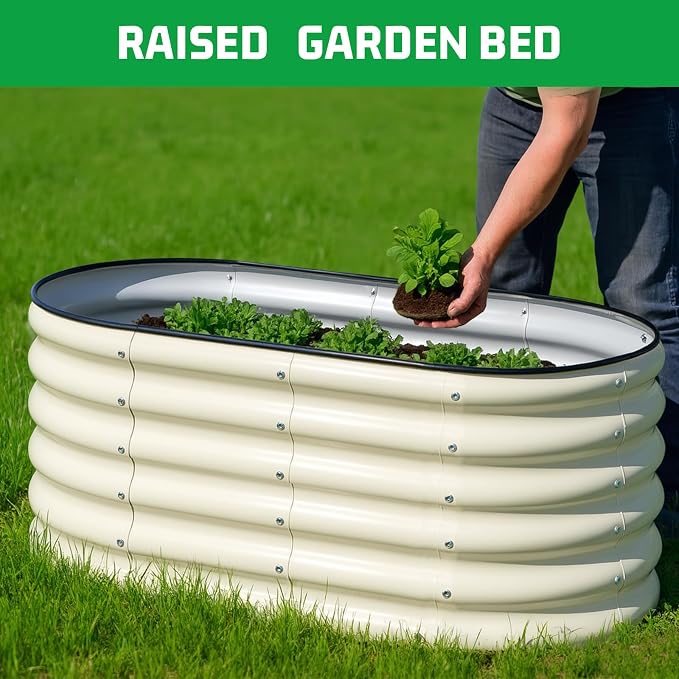 SnugNiture 4x2x1.5ft Raised Garden Bed Outdoor, Oval Raised Garden Bed Kit - Image 4
