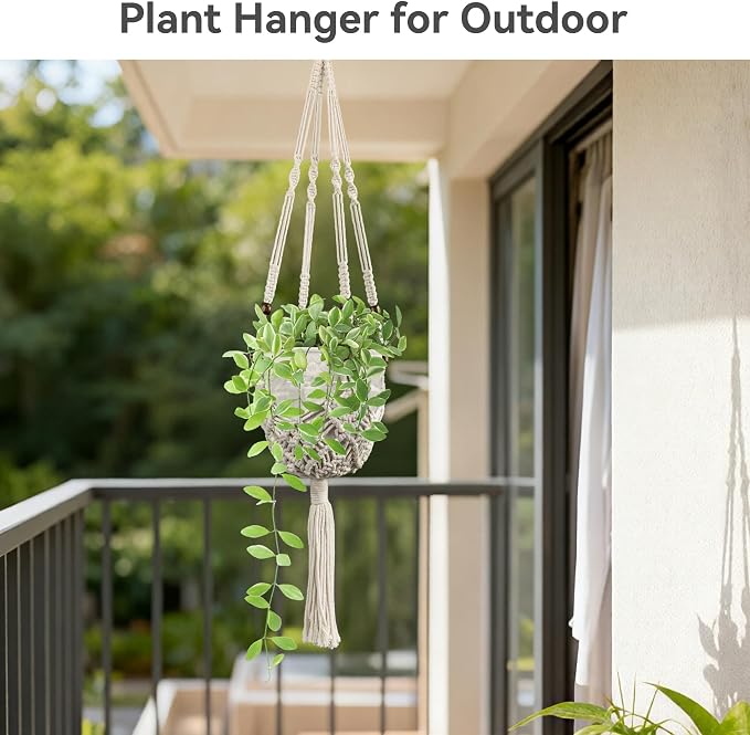 USLAI Macrame Plant Hanger Indoor Outdoor, Fits 3 to 6.5 inch Pots, Hanging - Image 5