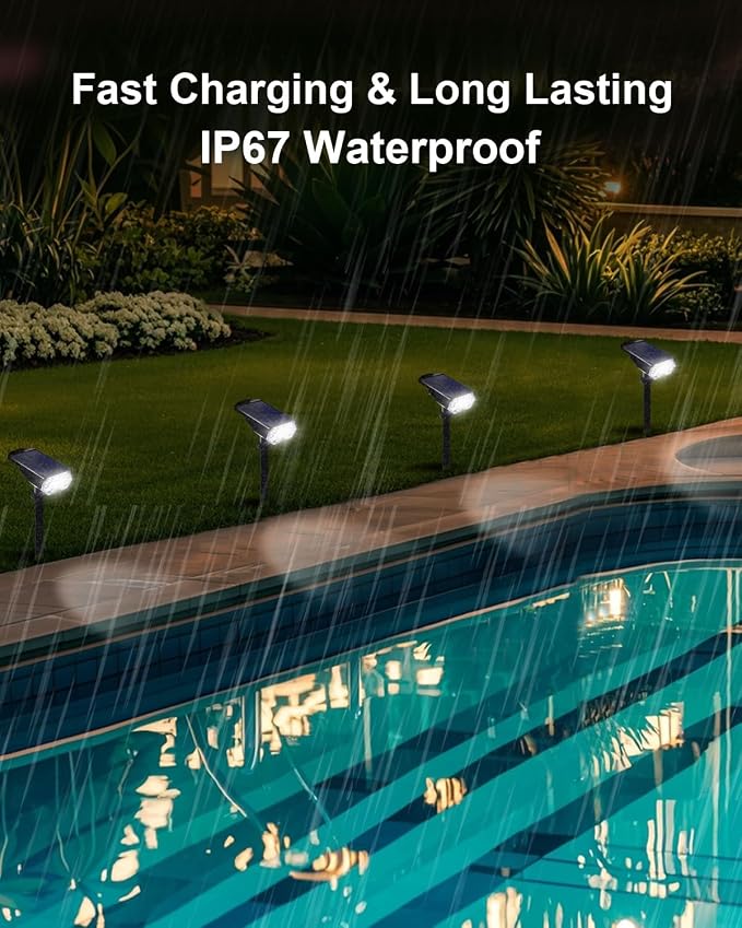 2 Pack Solar Powered Outdoor Spot Lights Outside Waterproof 20 LEDs Landscape - Image 6