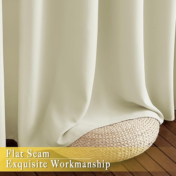 NICETOWN Room Darkening Beige Curtain 80 inch Length, Grommet Thermal Insulated - Image 7