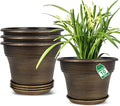 Plant Planters Pots Set of 4 Pack 10 Inch, Plastic Flower Pot by Fodetyff