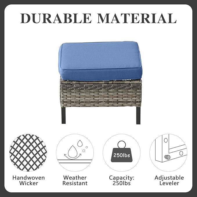 Belord 7 Piece Outdoor Furniture Patio Wicker Sofa Set, Oversize Outdoor Swivel - Image 9
