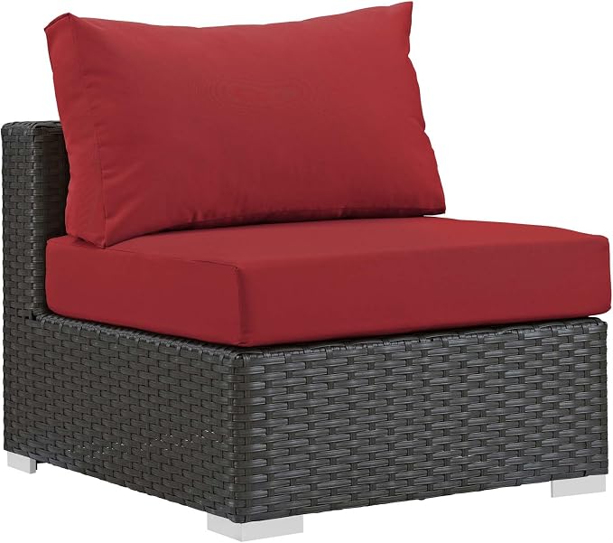 Modway EEI-1854-CHC-RED Sojourn Wicker Rattan Outdoor Patio Sunbrella Fabric by Modway
