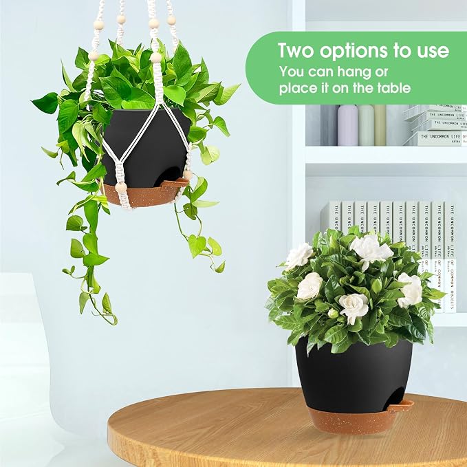 Hanging Planters for Indoor Outdoor Plants, 2 Pack Self Watering Hanging Pots - Image 4