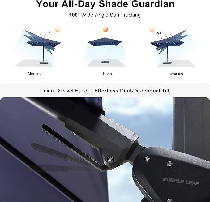 PURPLE LEAF 8' X 11' Left-right Tilting Patio Umbrella Outdoor Cantilever - Image 3