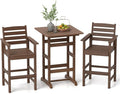 Tangkula 3-Piece Patio HDPE Bar Set, 2 Bar Height Adirondack Armchairs w/Square by TANGKULA