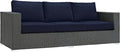 Modway Sojourn Wicker Rattan Outdoor Patio Sunbrella Fabric Sofa in Canvas Navy by Modway
