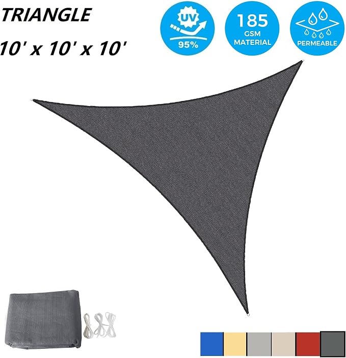 AsterOutdoor Sun Shade Sail Triangle 10' x 10' x 10' UV Block Canopy - Image 2