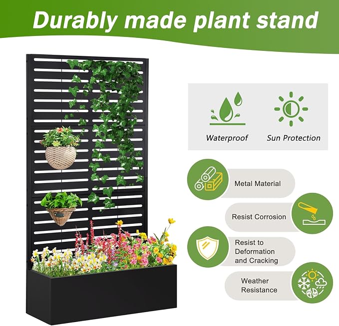 Metal Raised Garden Bed with Trellis, Planter Box - Image 7