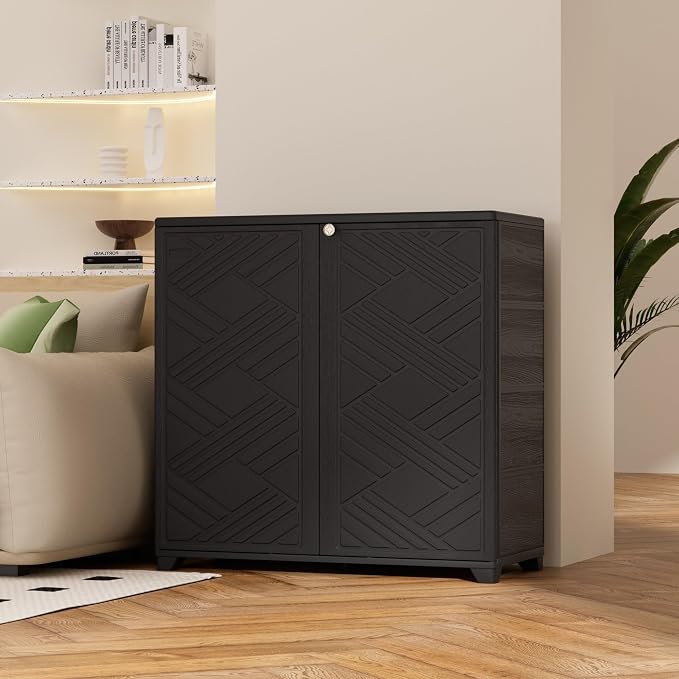 ADDOK Indoor Outdoor Plastic Storage Cabinet 34"x15"x34" - Image 2