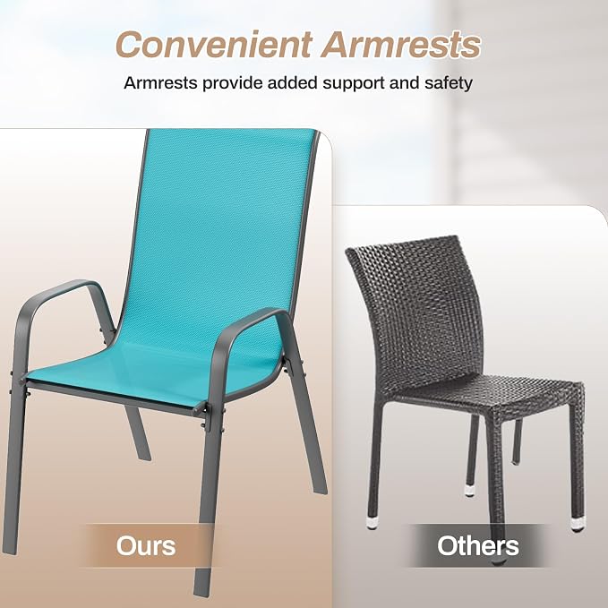 TLSUNNY Patio Chairs, Stackable Textilene Outdoor Dining Furniture - Image 9