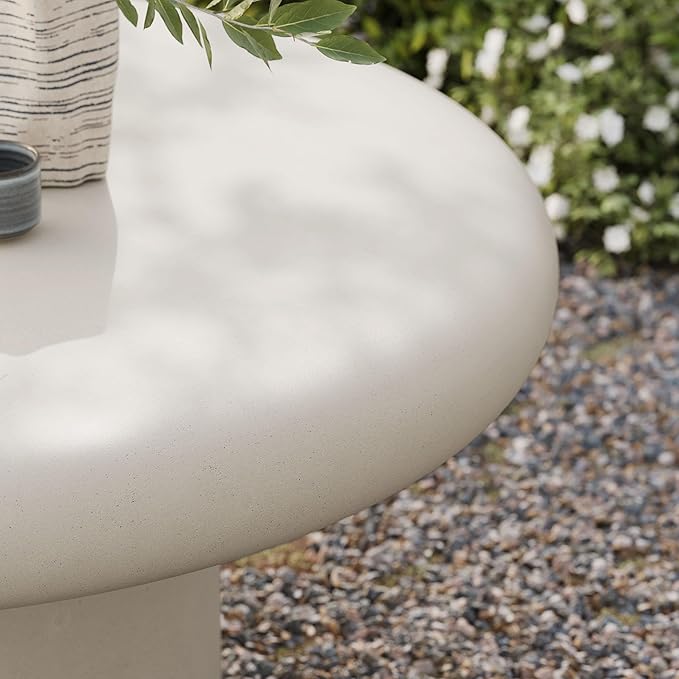 Modway Argos Round Concrete Coffee Table in White - Image 7