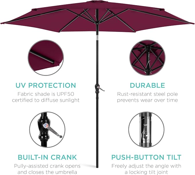 Best Choice Products 10ft Outdoor Table Compatible Steel Polyester Market Patio - Image 5
