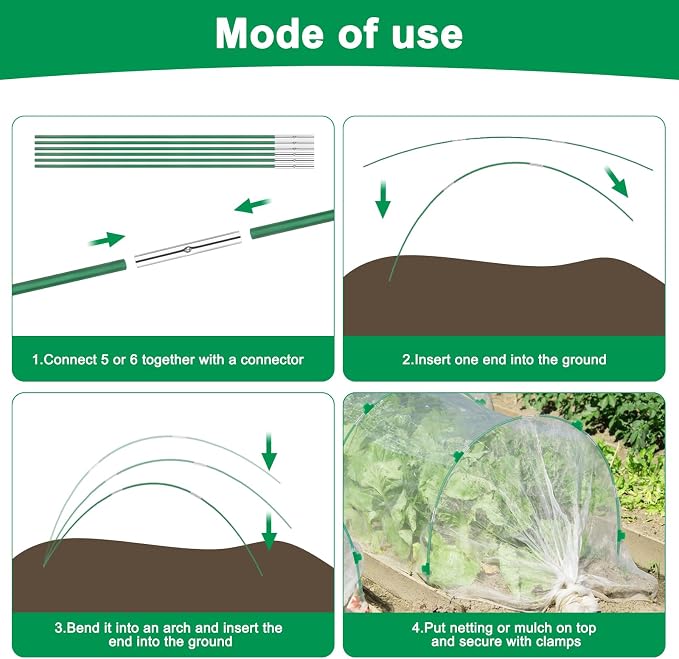 Greenhouse Hoops Grow Tunnel, 10 Sets of 8FT Long Garden Hoops - Image 3
