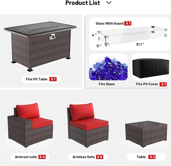 Kullavik 13 Pieces Outdoor Patio Furniture Set - Image 6