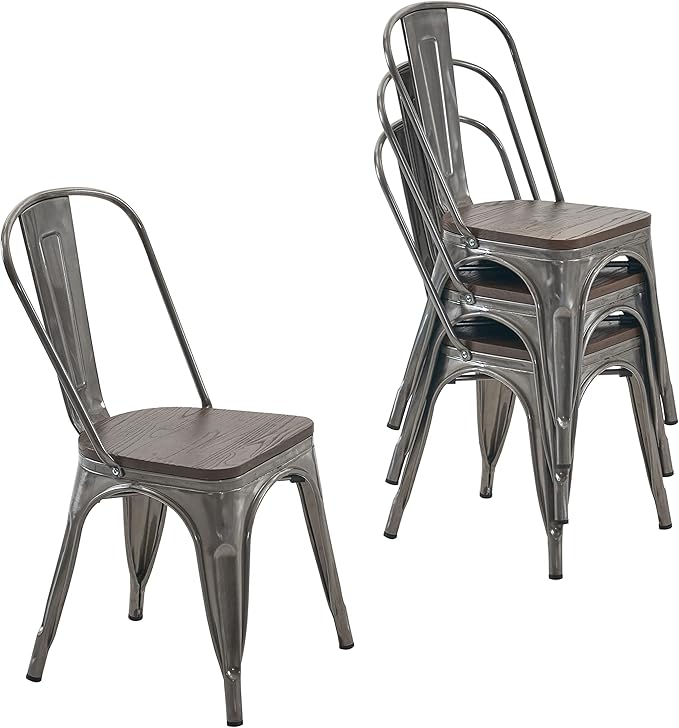 Nazhura Metal Dining Chair Farmhouse Tolix Style by NazhuraGoodCompanionAtHome