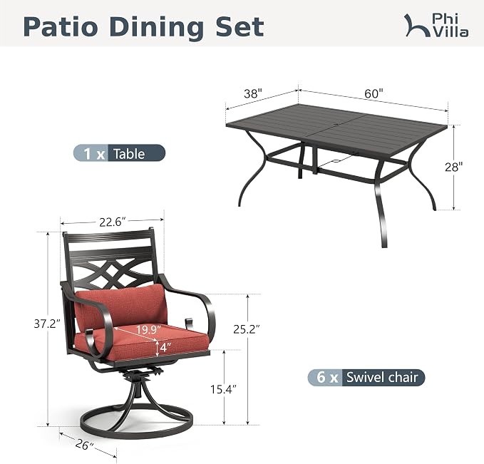 PHI VILLA 7 Pieces Outdoor Dining Set - Image 9