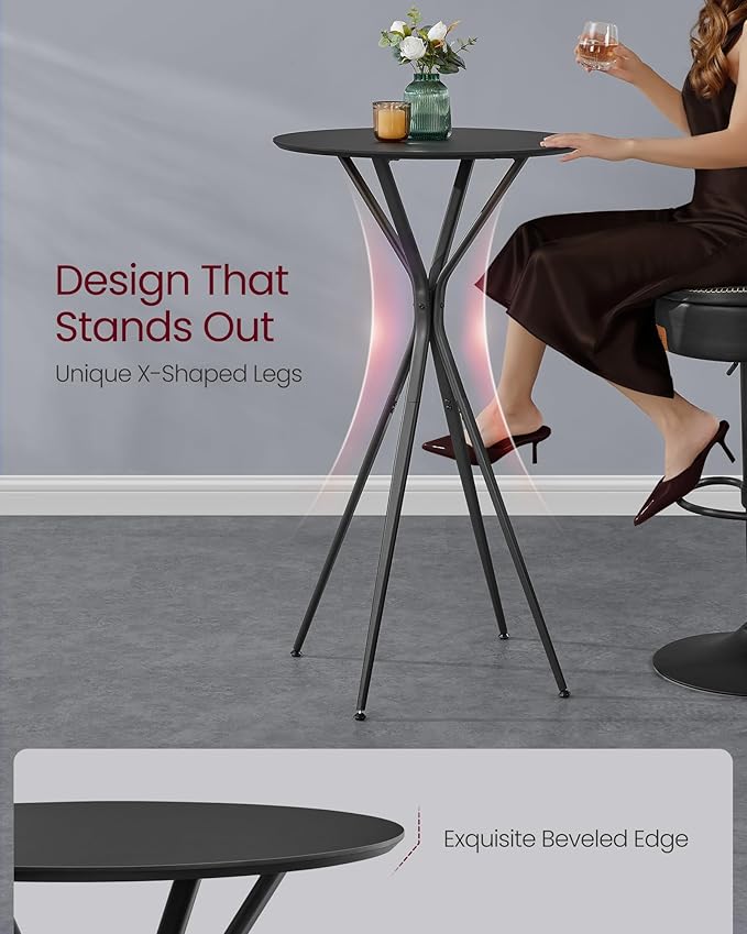VASAGLE Bar Tables Set of 2, Round Cocktail High Top Pub Bistro Table - Image 4