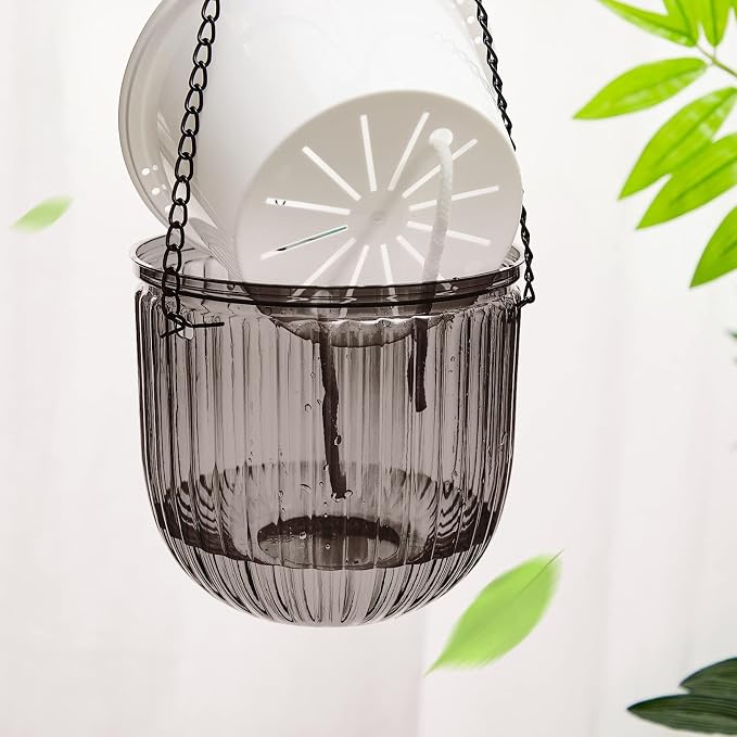 Meanplan 4 Pcs Self Watering Hanging Planter Indoor 6.5 Inch Hanging Baskets - Image 3