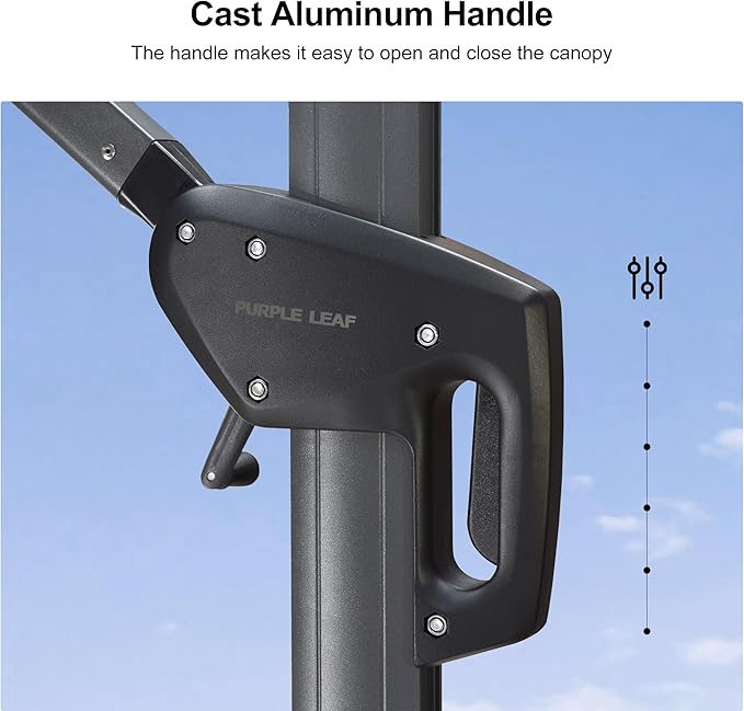 PURPLE LEAF 8 Feet Outdoor Square Cantilever Umbrella Patio Umbrella - Image 4