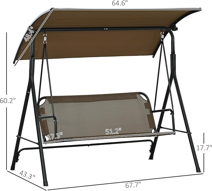 Outsunny 3-Person Porch Swing - Image 7