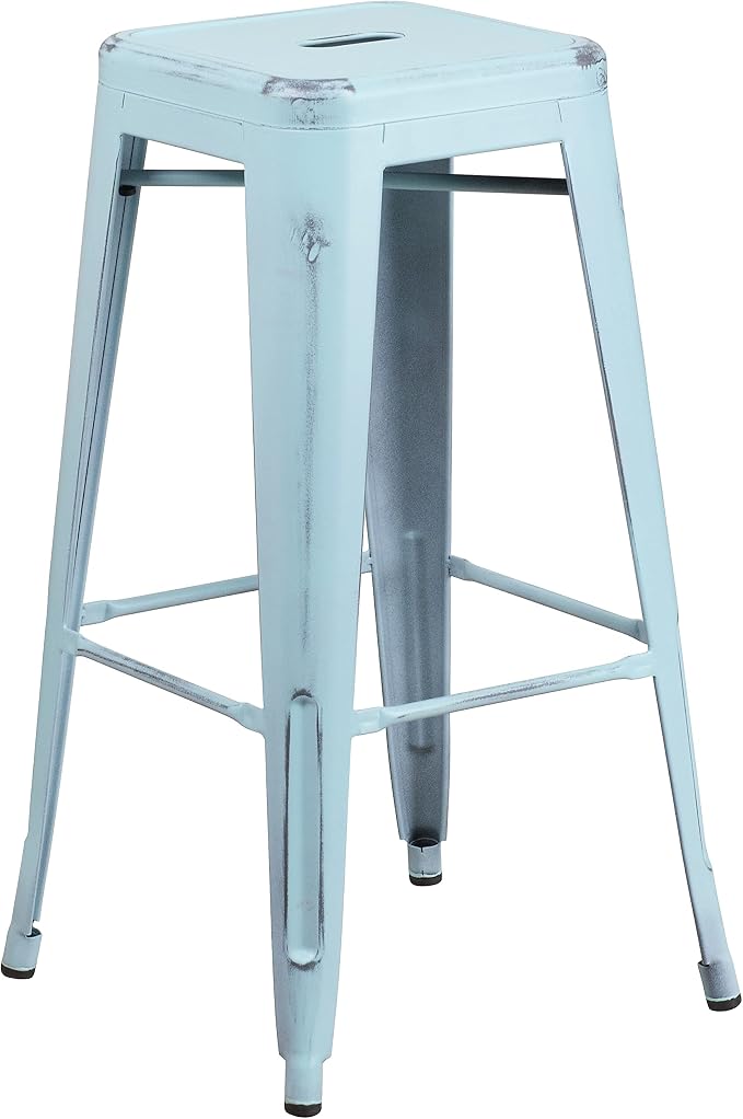 Flash Furniture Kai Commercial Grade 4 Pack 30" High Backless Distressed - Image 8